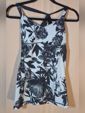LULULEMON Black & White Floral Strappy Tank Top